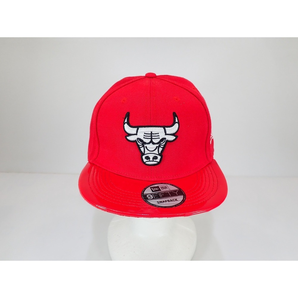 New Era 9FIFTY Chicago Bulls Snapback Hat Red Patent Leather Brim Cap NBA